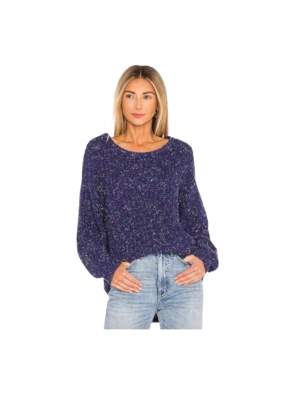 Free People Neon Lights Pullover Sweater Midnight Aura Combo Small